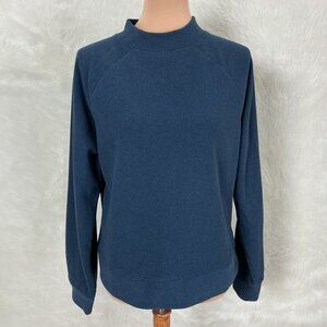 Dudley Stephens Blue Long Sleeve Mock Neck Terry Pullover Top S